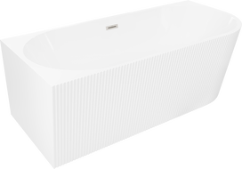 Mexen Silo volně stojící rohová vana levá vroubkovaná 150 x 75 cm, bílá, přepad kartáčovaný nikl - 52891507500L-97