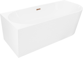 Mexen Silo volně stojící rohová vana levá rýhovaná 170 x 80 cm, bílá, přepad růžové zlato - 52891708000L-60