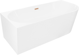 Mexen Silo vana volně stojící rohová levá rýhovaná 170 x 80 cm, bílá, přepad kartáčovaná měď - 52891708000L-65