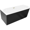 Mexen Silo volně stojící rohová vana levá, rýhovaná 170 x 80 cm, bílá/černá, zlatý přepad - 52891708075L-50
