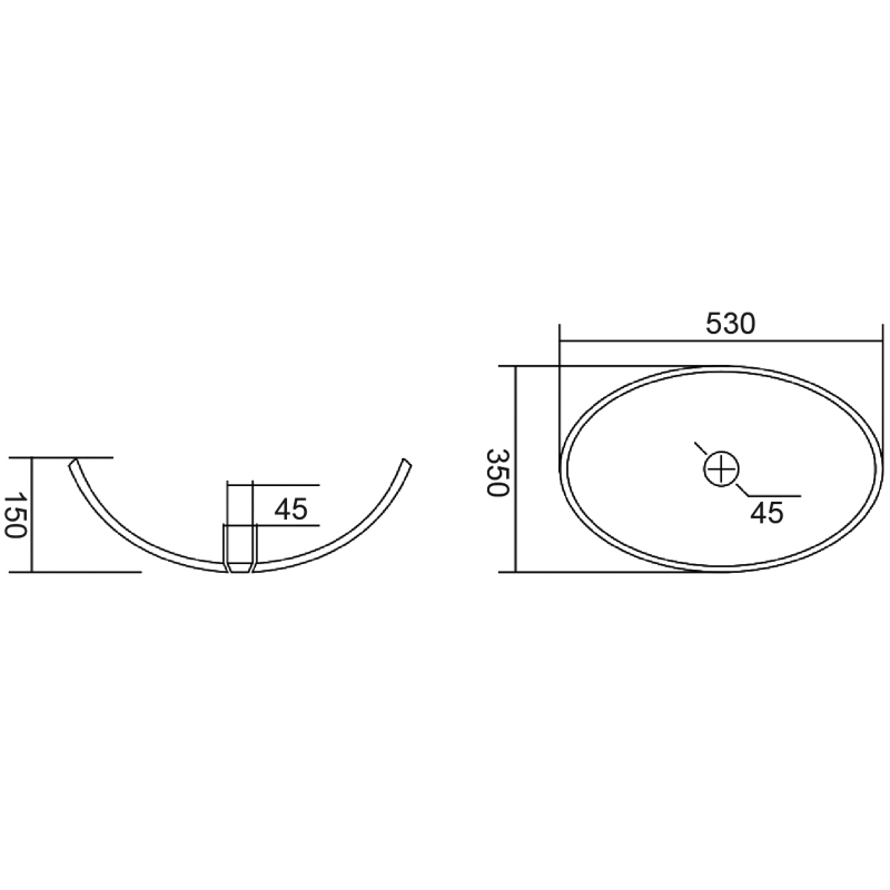 Mexen Zira skleněné umyvadlo na desku 53 x 35 cm, transparentní - 24175300