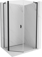 Mexen Mist L pětiúhelníkový asymetrický sprchový kout s pantovými dveřmi 80 x 100 cm, transparentní, černý - 8A8L-080-100-70-00