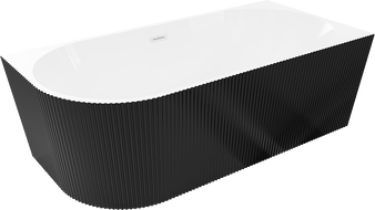 Mexen Silo volně stojící rohová vana pravá rýhovaná 150 x 75 cm, bílá/černá, přepad bílý - 52891507575P-20