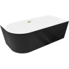 Mexen Silo volně stojící rohová vana pravá s rýhováním 150 x 75 cm, bílá/černá, přepad zlatý - 52891507575P-50