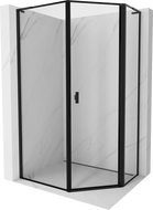 Mexen Mist L asymetrická pětiúhelníková sprchová kabina pravá 80 x 90 cm, černý rám, černá - 8A8L-080-090-70-70-P