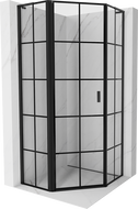Mexen Mist L pětiúhelníková sprchová kabina výklopná levá 90 x 90 cm, černá mřížka, černá - 8A8L-090-090-70-77-L