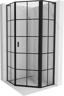 Mexen Mist L pětiúhelníková sprchová kabina s pravými otevíracími dveřmi 90 x 90 cm, černá mřížka, černá - 8A8L-090-090-70-77-P