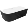 Mexen Silo volně stojící rohová pravá vana, rýhovaná 150 x 75 cm, bílá/černá, přepad gun gray kartáčovaný- 52891507575P-66