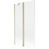 Mexen Mist vanová zástěna 2-křídlá 100 x 150 cm, transparentní, zlatý kartáčovaný - 8A9-100-011-55-00
