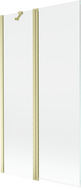 Mexen Mist vanová zástěna 2-křídlá 100 x 150 cm, transparentní, zlatý kartáčovaný - 8A9-100-011-55-00