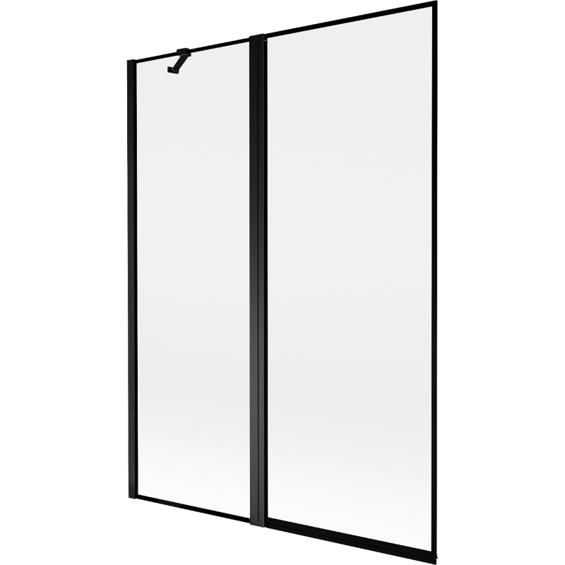 Mexen Mist vanová zástěna 2dílná levá 130 x 150 cm, černý rám, černá - 8A9-130-011-70-70-L