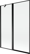 Mexen Mist vanová zástěna 2dílná levá 130 x 150 cm, černý rám, černá - 8A9-130-011-70-70-L