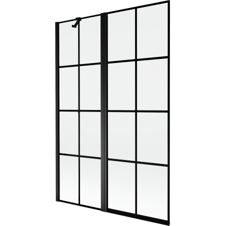 Mexen Mist vanová zástěna 2-křídlová levá 120 x 150 cm, černá mřížka, černá - 8A9-120-011-70-77-L