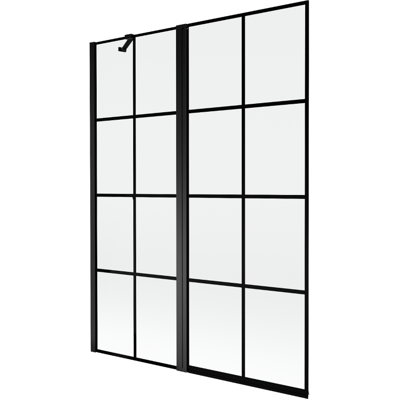 Mexen Mist sprchová zástěna 2křídlá levá 130 x 150 cm, černá mřížka, černá - 8A9-130-011-70-77-L