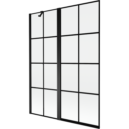 Mexen Mist sprchová zástěna 2křídlá levá 130 x 150 cm, černá mřížka, černá - 8A9-130-011-70-77-L