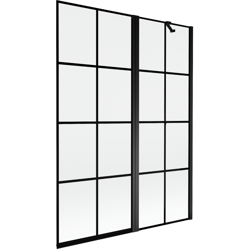 Mexen Mist sprchová zástěna dvoukřídlá pravá 130 x 150 cm, černá mřížka, černá - 8A9-130-011-70-77-P