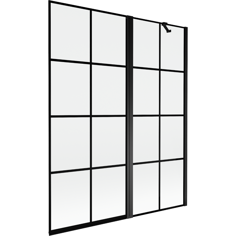 Mexen Mist vanová zástěna 2-křídlová pravá 140 x 150 cm, černá mřížka, černá - 8A9-140-011-70-77-P