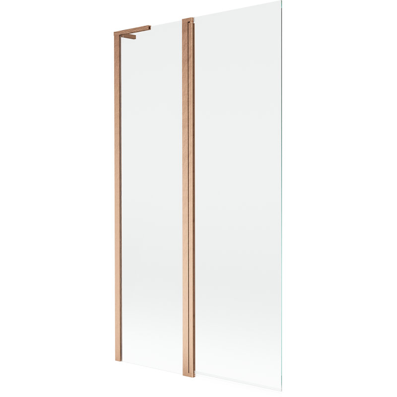 Mexen Mist L vanová zástěna dvoukřídlá 100 x 150 cm, transparentní, kartáčovaná měď - 8A9L-100-011-65-00