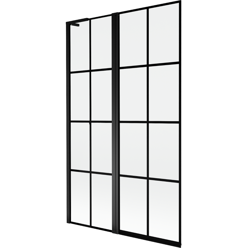 Mexen Mist L vanová zástěna 2dílná levá 110 x 150 cm, černá mřížka, černý - 8A9L-110-011-70-77-L