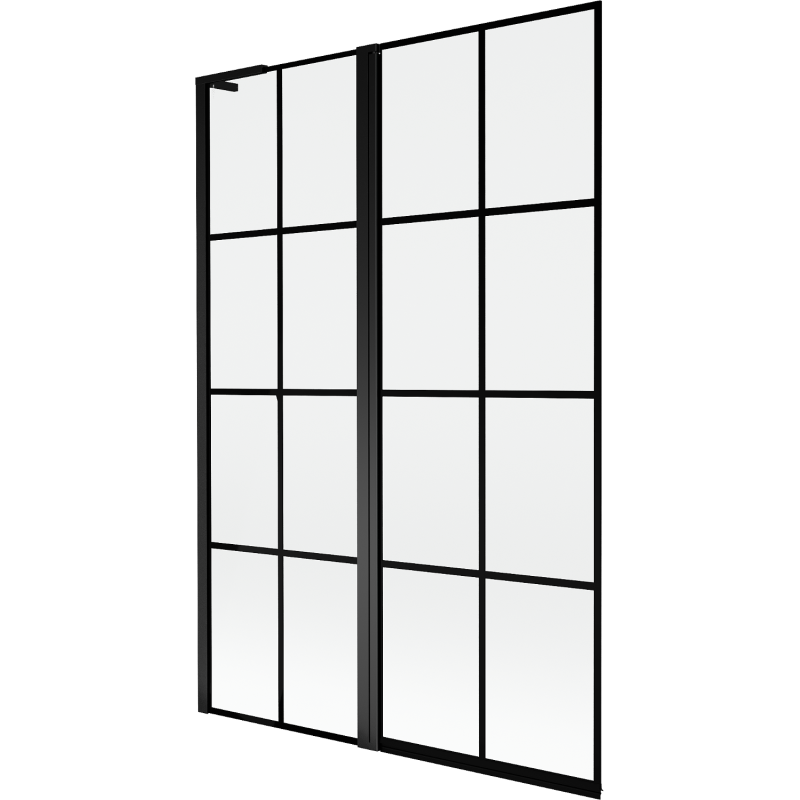 Mexen Mist L vanová zástěna dvoukřídlá levá 120 x 150 cm, černá mřížka, černá - 8A9L-120-011-70-77-L