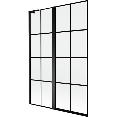 Mexen Mist L vanová zástěna dvoukřídlá levá 120 x 150 cm, černá mřížka, černá - 8A9L-120-011-70-77-L