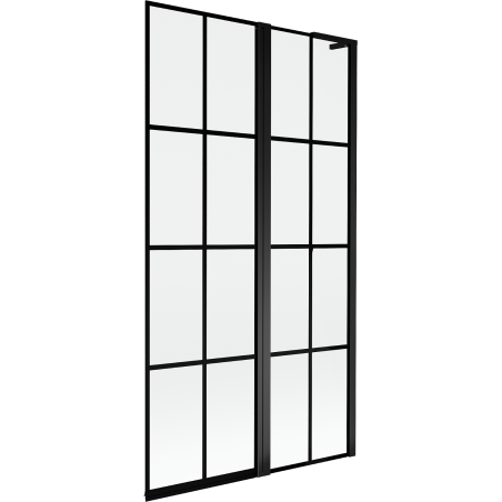 Mexen Mist L vanová zástěna 2-křídlá pravá 100 x 150 cm, černá mřížka, černý - 8A9L-100-011-70-77-P