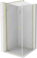 Mexen Mist-B otevírací sprchový kout 90 x 90 cm, transparentní, kartáčované zlato - 8A2T-090-090-55-00