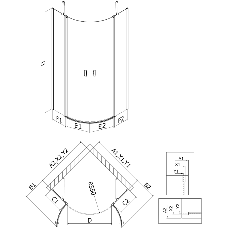 Mexen Mist půlkruhová sprchová kabina otočná 90 x 90 cm, transparentní, chrom - 8A32-090-090-01-00