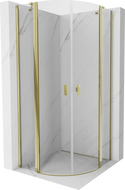 Mexen Mist půlkruhový sprchový kout s otevíracími dveřmi 90 x 90 cm, průhledný, zlatý - 8A32-090-090-50-00