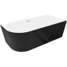 Mexen Silo volně stojící rohová vana pravá rýhovaná 170 x 80 cm, bílá/černá, přepad zlatý kartáčovaný - 52891708075P-55