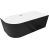 Mexen Silo volně stojící rohová vana pravostranná, drážkovaná 170 x 80 cm, bílá/černá, přepad kartáčovaná měď - 52891708075P-65