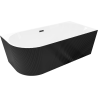 Mexen Silo volně stojící rohová vana pravá rýhovaná 170 x 80 cm, bílá/černá, černý přepad - 52891708075P-70