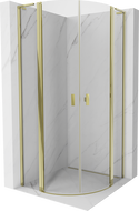 Mexen Mist L půlkruhový sprchový kout s otevíracími dveřmi 90 x 90 cm, transparentní, zlatý - 8A32L-090-090-50-00