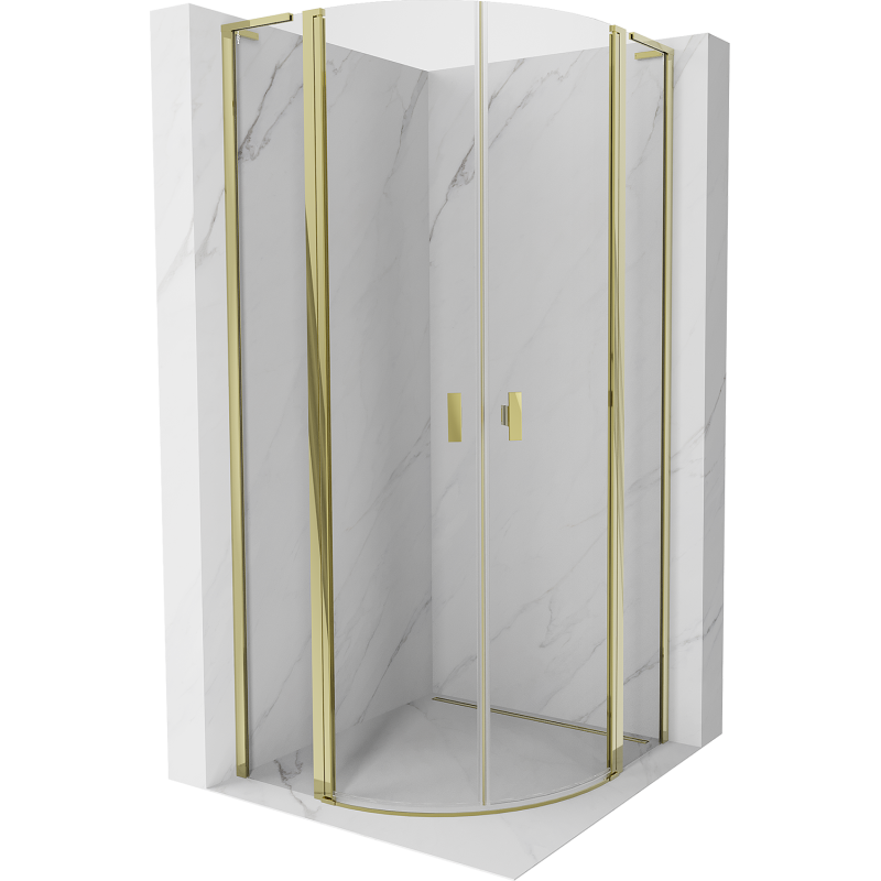 Mexen Mist L čtvrtkruhový sprchový kout sklopný 100 x 100 cm, transparentní, zlatý - 8A32L-100-100-50-00