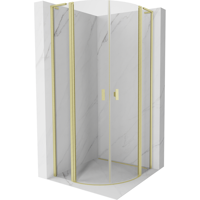 Mexen Mist L půlkruhová sprchová kabina otočná 80 x 80 cm, průhledná, zlatá kartáčovaná - 8A32L-080-080-55-00