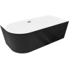 Mexen Silo volně stojící rohová vana pravá rýhovaná 170 x 80 cm, bílá/černá, přepad gun metal - 52891708075P-95
