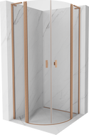Mexen Mist L půlkruhová sprchová kabina s otevíracími dveřmi 80 x 80 cm, transparentní, kartáčovaná měď