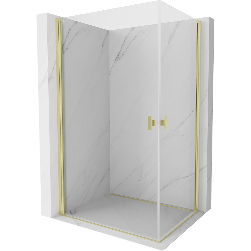 Mexen Mist-B Duo sprchový kout kyvný 90 x 85 cm, průhledný, zlatý kartáčovaný - 8A2-090-085-55-00