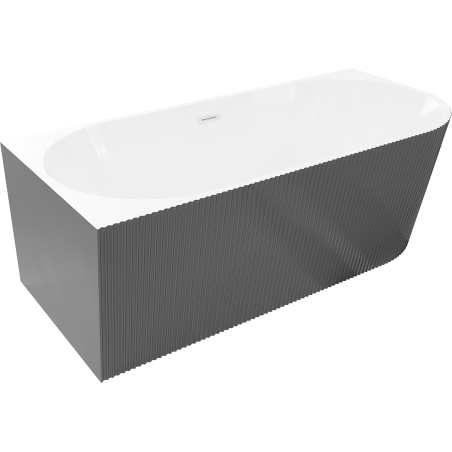 Mexen Silo samostatně stojící rohová vana levá rýhovaná 150 x 75 cm, bílá/šedá, přepad bílý - 52891507562L-20