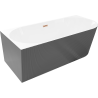 Mexen Silo volně stojící rohová vana levá rýhovaná 150 x 75 cm, bílá/šedá, přepad měď kartáčovaná - 52891507562L-65