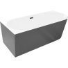 Mexen Silo volně stojící rohová vana levá rýhovaná 150 x 75 cm, bílá/šedá, černý přepad - 52891507562L-70