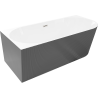 Mexen Silo volně stojící rohová vana levá rýhovaná 150 x 75 cm, bílá/šedá, přepad kartáčovaný nikl - 52891507562L-97