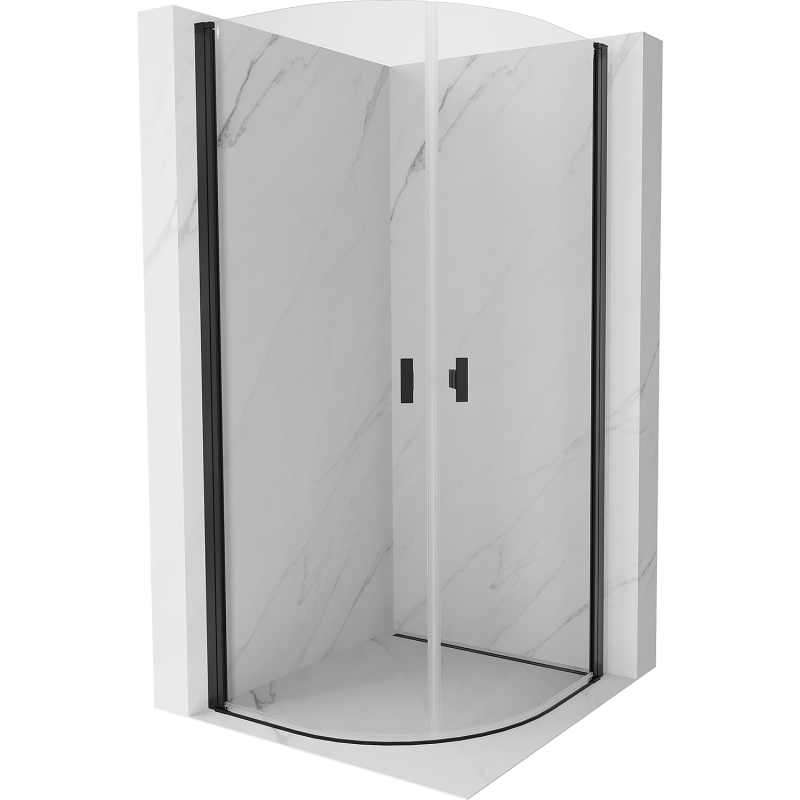 Mexen Mist půlkruhová sprchová kabina otočná 70 x 70 cm, transparentní, černá - 8A31-070-070-70-00