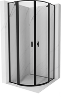 Mexen Mist polokruhový sprchový kout s otevíráním 90 x 90 cm, černý rám, černý - 8A32-090-090-70-70