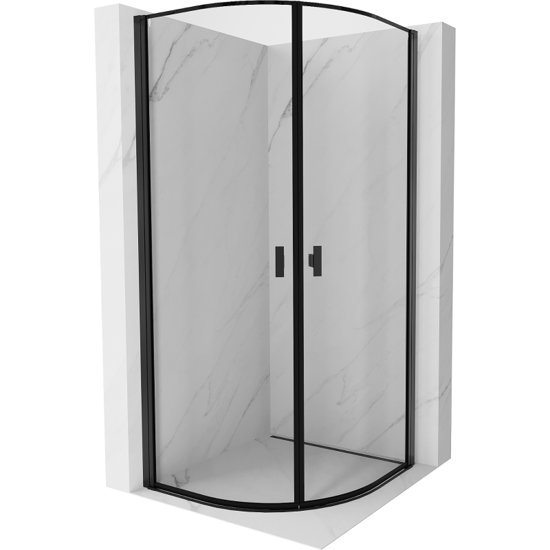 Mexen Mist sprchová kabina půlkruhová otočná 70 x 70 cm, černý rámeček, černá - 8A31-070-070-70-70