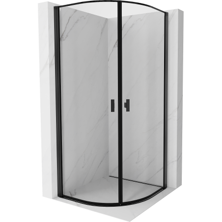 Mexen Mist sprchová kabina půlkruhová otočná 70 x 70 cm, černý rámeček, černá - 8A31-070-070-70-70