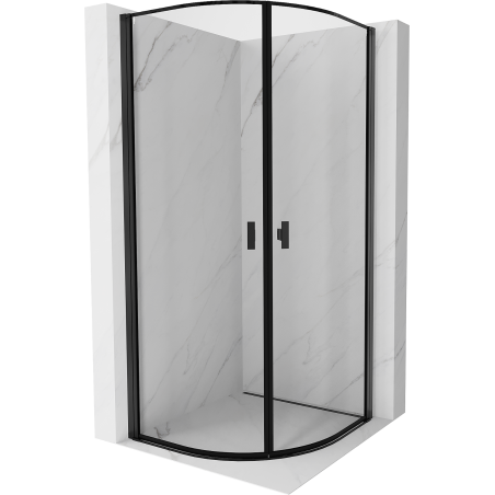 Mexen Mist půlkruhový sprchový kout 80 x 80 cm, černý rám, černá - 8A31-080-080-70-70