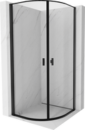 Mexen Mist, čtvrtkruhový sprchový kout s výklopnými dveřmi 90 x 90 cm, černý rám, černý - 8A31-090-090-70-70