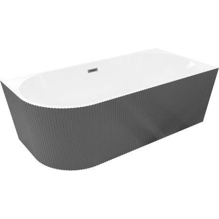 Mexen Silo volně stojící rohová pravá vroubkovaná vana 150 x 75 cm, bílá/šedá, přepad gun metal - 52891507562P-95