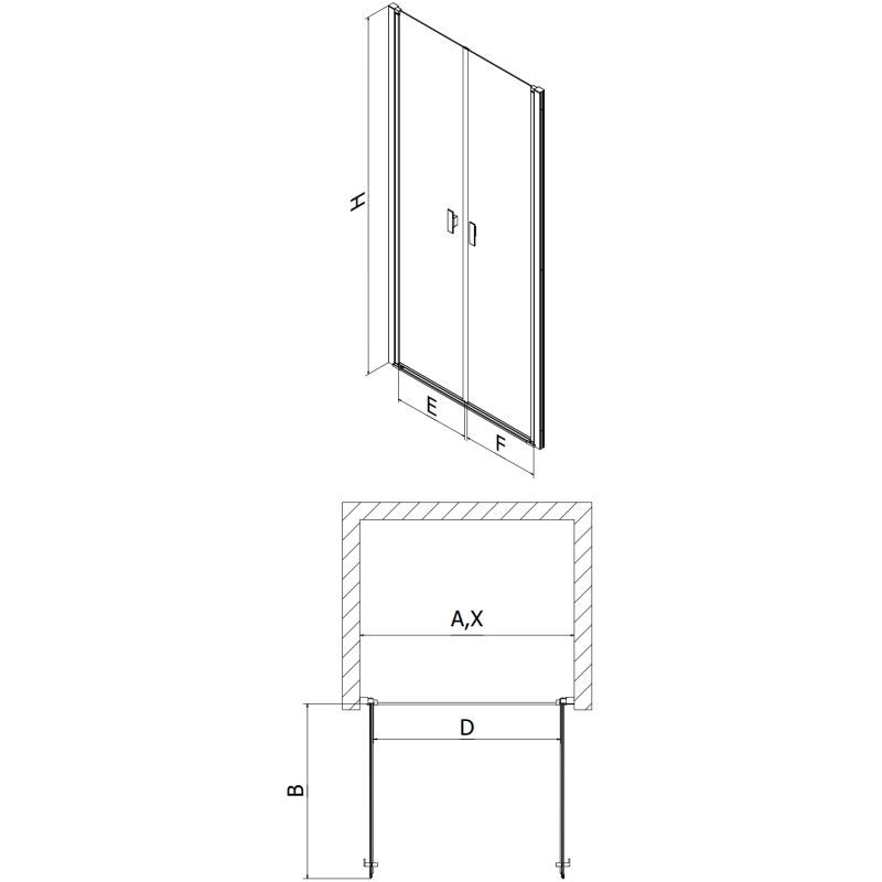 Mexen Mist sprchové dveře jednokřídlé 80 cm, transparentní, zlaté - 8A7-080-000-50-00